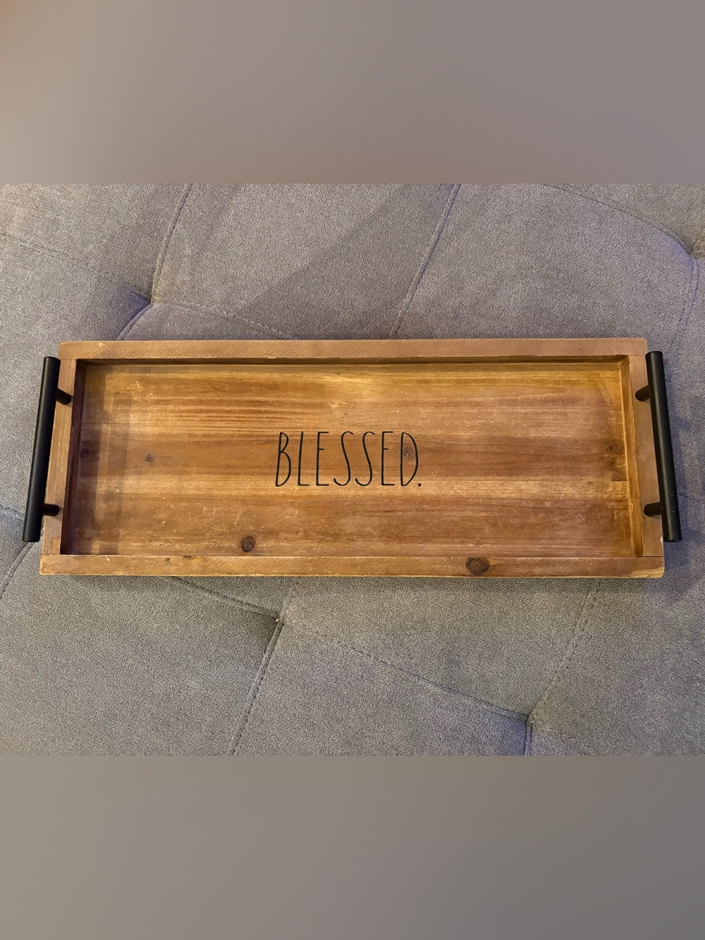 RAE DUNN Farmhouse Wood Vanity Tray “ Blessed”